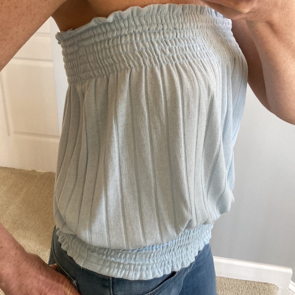 Light Blue Ribbed Tube Top - Picture 7 of 7
